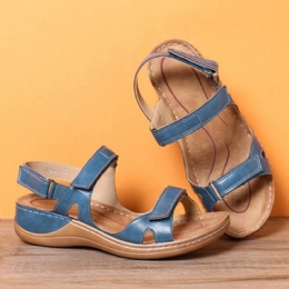 Dames Verstelbare Klittenband Zachte Zool Grote Maat Open Teen Casual Dagelijks Zomer Strand Wedge Sandalen