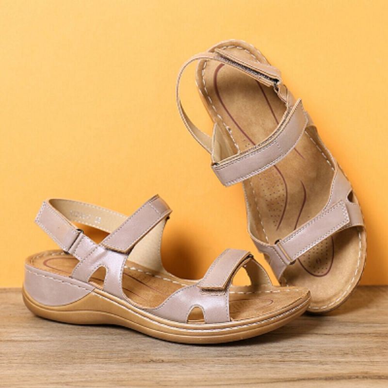 Dames Verstelbare Klittenband Zachte Zool Grote Maat Open Teen Casual Dagelijks Zomer Strand Wedge Sandalen