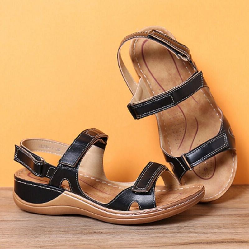 Dames Verstelbare Klittenband Zachte Zool Grote Maat Open Teen Casual Dagelijks Zomer Strand Wedge Sandalen