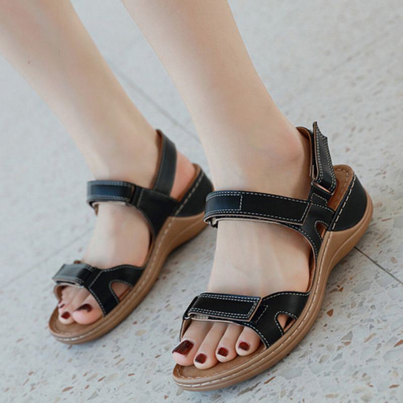 Dames Verstelbare Klittenband Zachte Zool Grote Maat Open Teen Casual Dagelijks Zomer Strand Wedge Sandalen