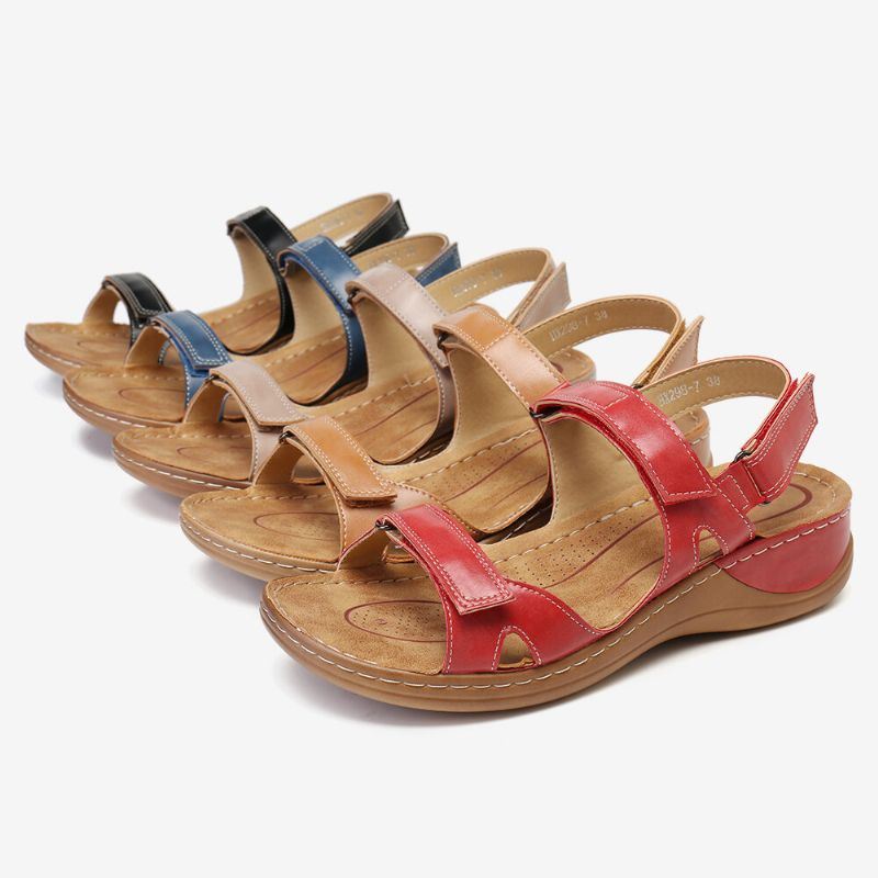 Dames Verstelbare Klittenband Zachte Zool Grote Maat Open Teen Casual Dagelijks Zomer Strand Wedge Sandalen