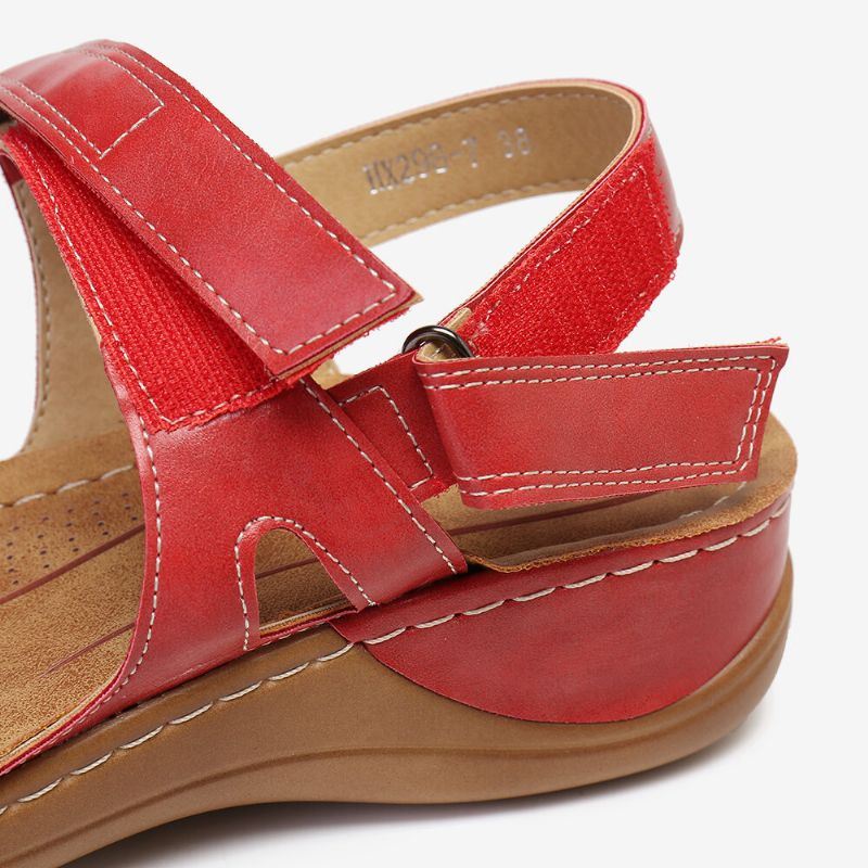 Dames Verstelbare Klittenband Zachte Zool Grote Maat Open Teen Casual Dagelijks Zomer Strand Wedge Sandalen