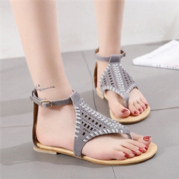 Dames Weave Hollow Out Clip Teen Gesp Causale Zomer Strand Platte Sandalen