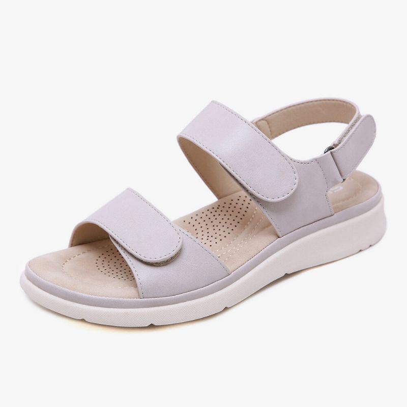 Dames Zachte Zool Klittenband Effen Kleur Comfortabele Zomer Strand Platte Sandalen