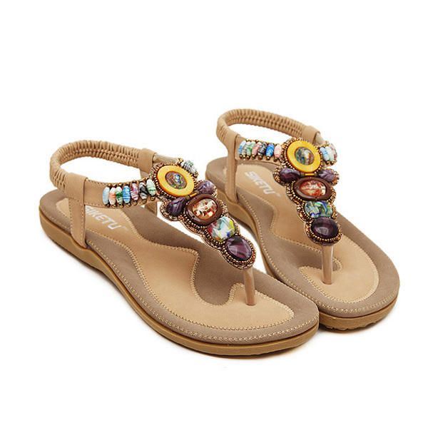 Dames Zomer Bohemian Outdoor Mode Zachte Comfortabele Strand Platte Sandalen Schoenen