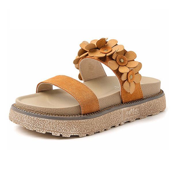 Dames Zomer Casual Bloem Slip Op Strand Platte Sandalen