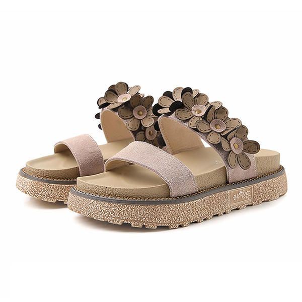 Dames Zomer Casual Bloem Slip Op Strand Platte Sandalen