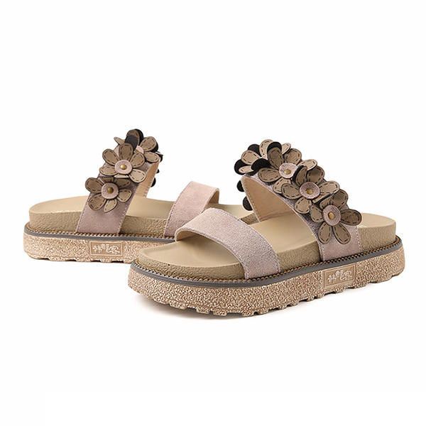 Dames Zomer Casual Bloem Slip Op Strand Platte Sandalen