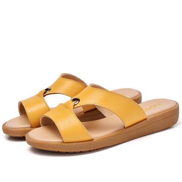 Dames Zomer Chique Strand Sandalen Ademende Instappers Platte Pantoffels