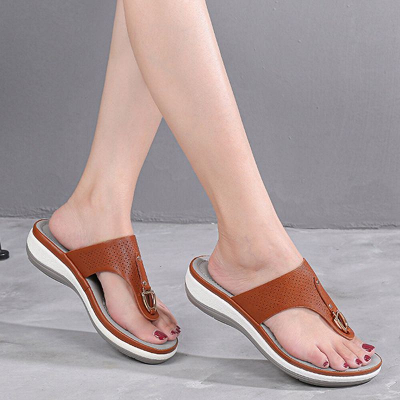 Dames Zomer Metalen Decoratie Slippers Comfy Clip Toe Sandalen