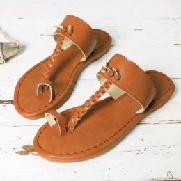 Dames Zomer Retro Gevlochten Slippers Platte Slide Sandalen