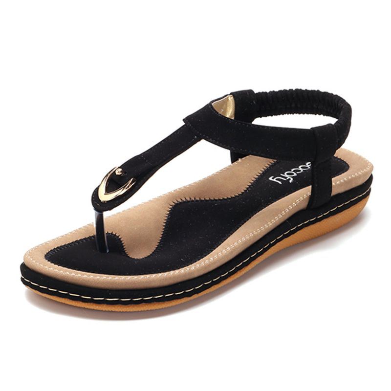 Damesschoenen Comfortabele Platte Strandsandalen Met Elastische Clip Teen