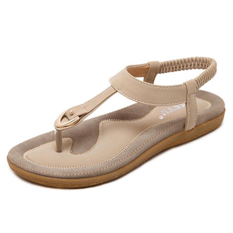 Damesschoenen Comfortabele Platte Strandsandalen Met Elastische Clip Teen