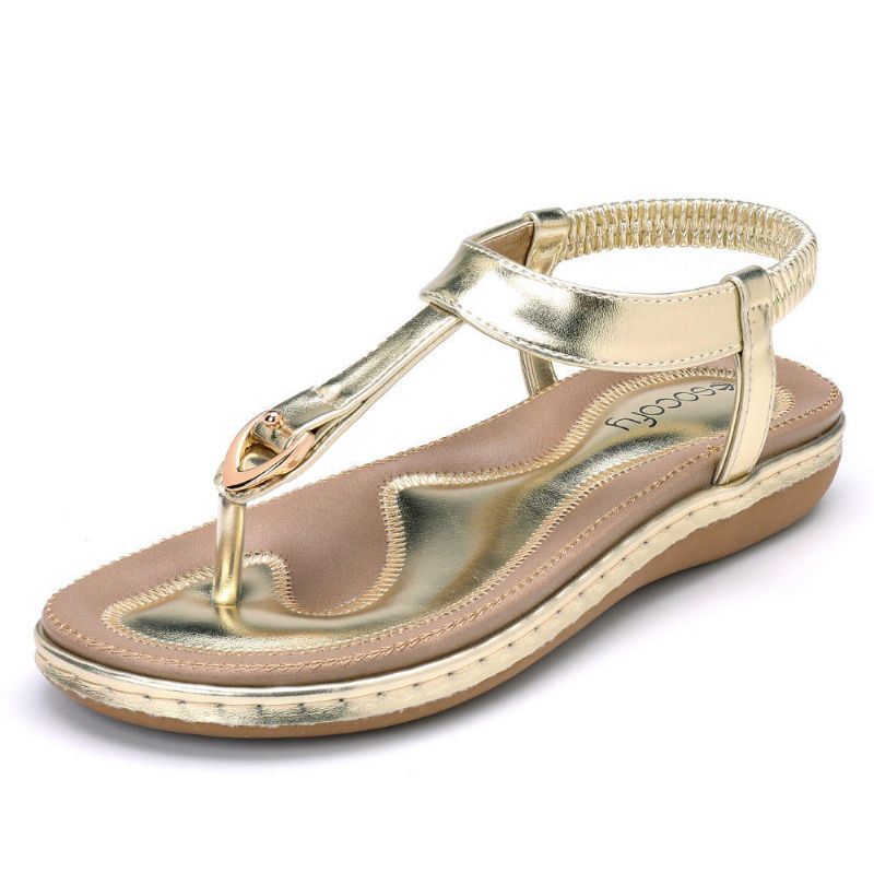 Damesschoenen Comfortabele Platte Strandsandalen Met Elastische Clip Teen