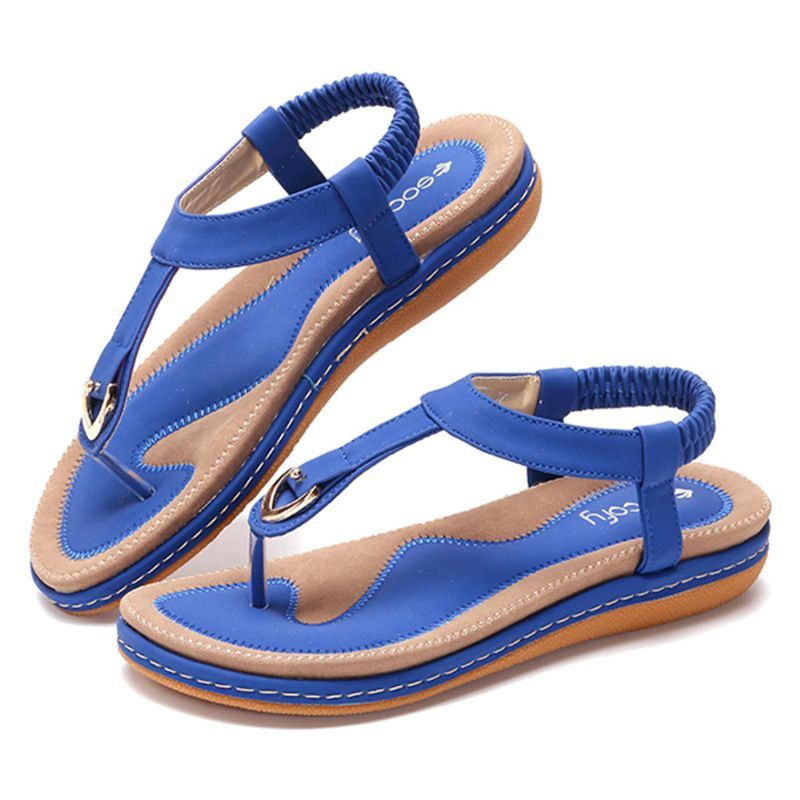 Damesschoenen Comfortabele Platte Strandsandalen Met Elastische Clip Teen