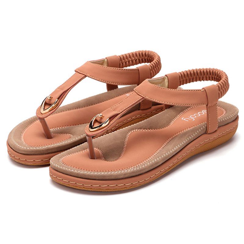 Damesschoenen Comfortabele Platte Strandsandalen Met Elastische Clip Teen