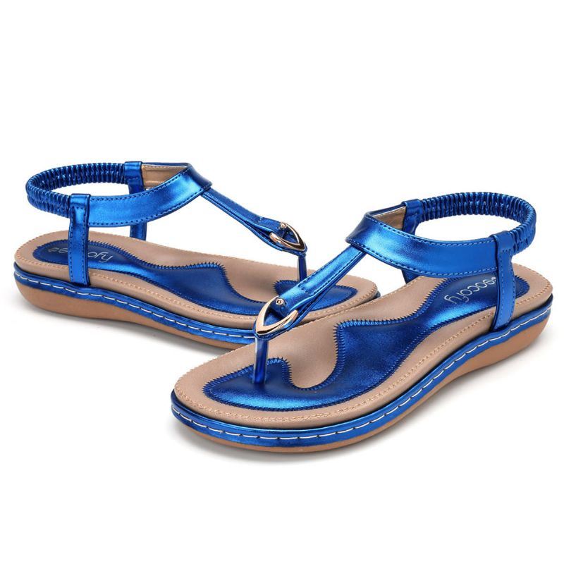 Damesschoenen Comfortabele Platte Strandsandalen Met Elastische Clip Teen