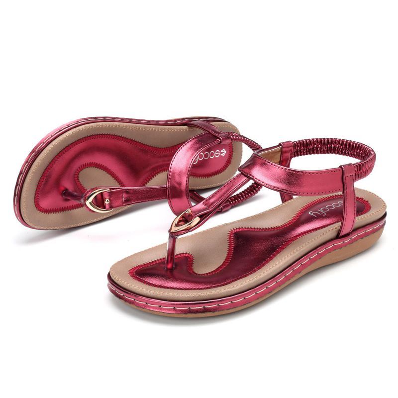 Damesschoenen Comfortabele Platte Strandsandalen Met Elastische Clip Teen