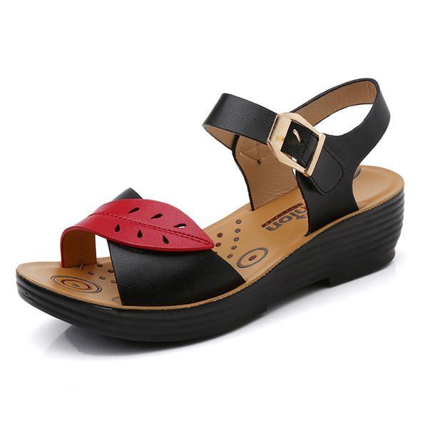 Damesschoenen Comfortabele Sandalen Met Gesp En Wiggen