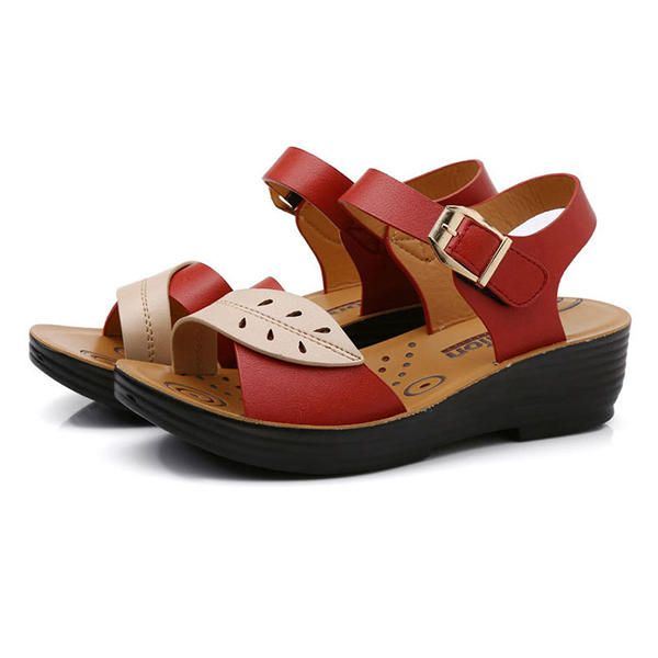 Damesschoenen Comfortabele Sandalen Met Gesp En Wiggen