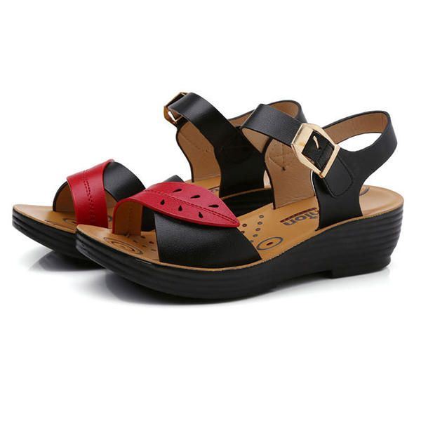 Damesschoenen Comfortabele Sandalen Met Gesp En Wiggen