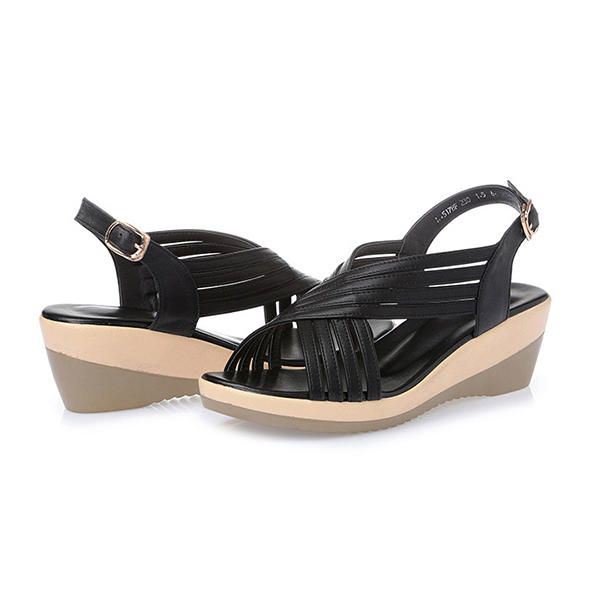 Echt Lederen Casual Comfortabele Sleehaksandalen Voor Dames