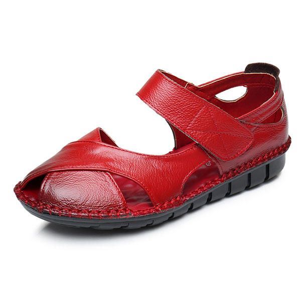 Echt Leer Dames Zachte Antislip Platte Sandalen