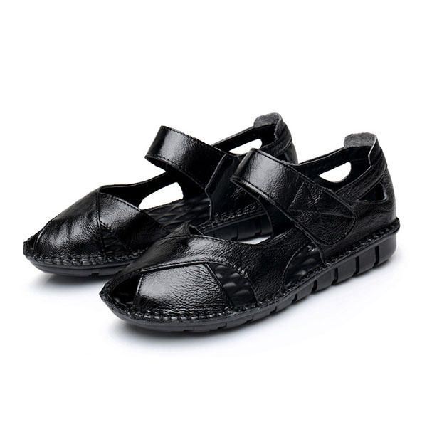 Echt Leer Dames Zachte Antislip Platte Sandalen