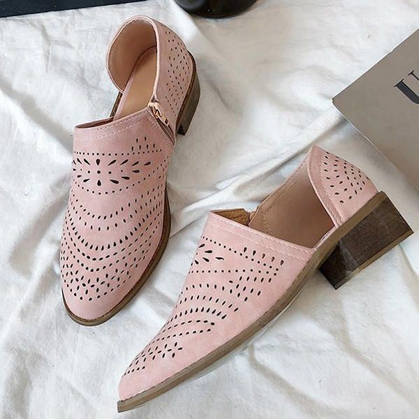 Grote Maat Dames Ademende Holle Loafers Met Open Zijkant