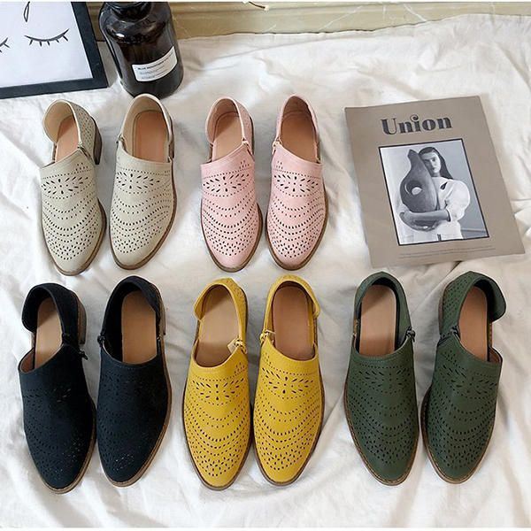 Grote Maat Dames Ademende Holle Loafers Met Open Zijkant