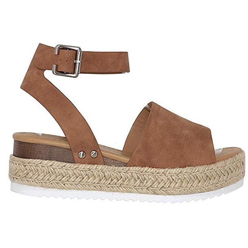 Grote Maat Dames Casual Verstelbare Gesp Platform Sandalen