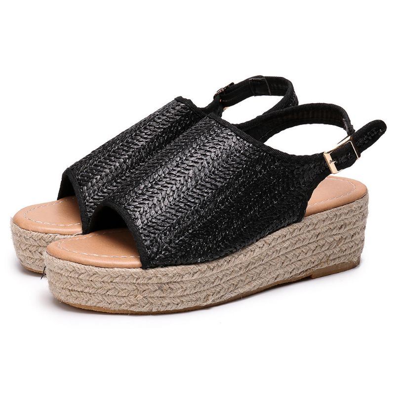 Grote Maat Peeptoe Weven Platform Sandalen Voor Dames