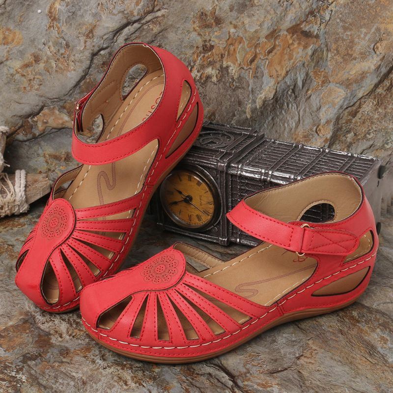 Grote Maten Dames Bloemen Comfortabele Ademende Sandalen Met Haaklus