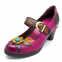 Handgemaakte Bloemen Folkways Leren Sandalen Voor Dames