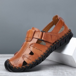 Heren Ademend Uitgehold Rundleer Close Toes Sandalen