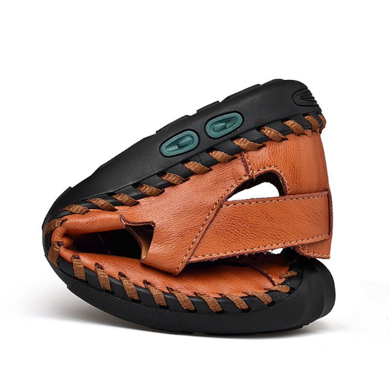 Heren Ademende Hollow Out Elastische Band Handgemaakte Sandalen