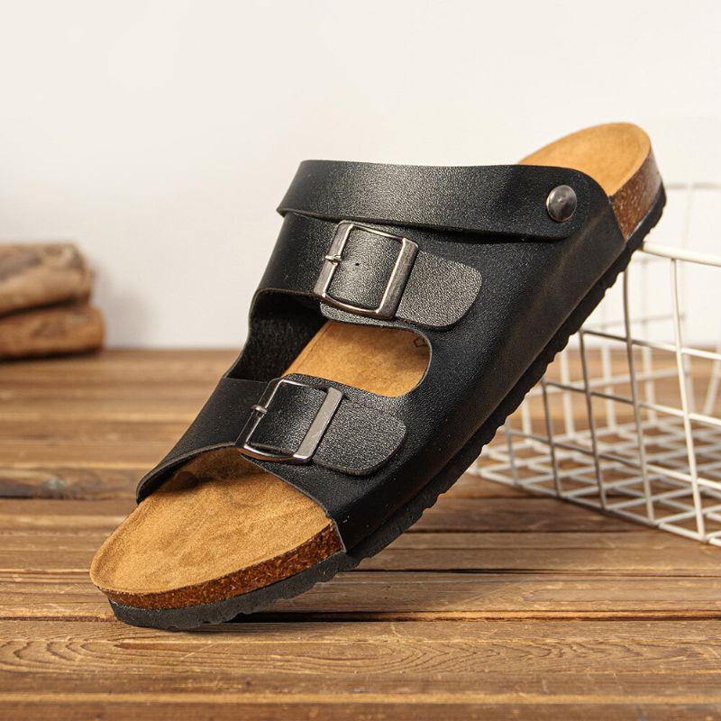 Heren Ademende Twee-weg Slip On Antislip Cork Bodem Casual Sandalen