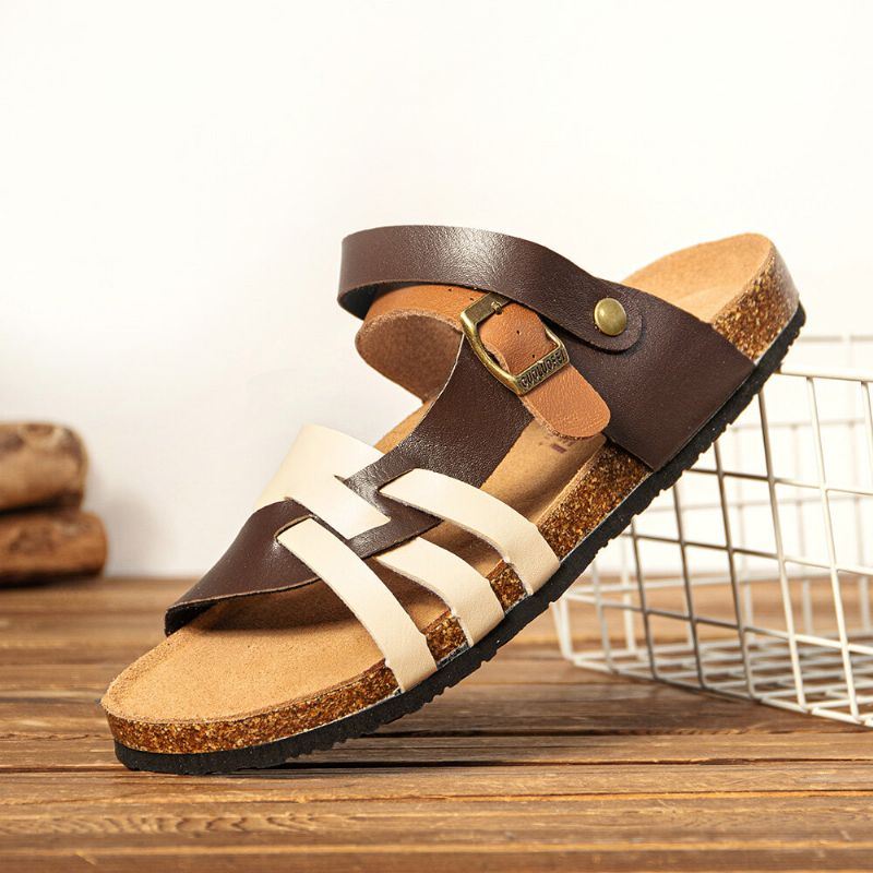 Heren Ademende Twee-weg Slip On Antislip Cork Bodem Casual Sandalen