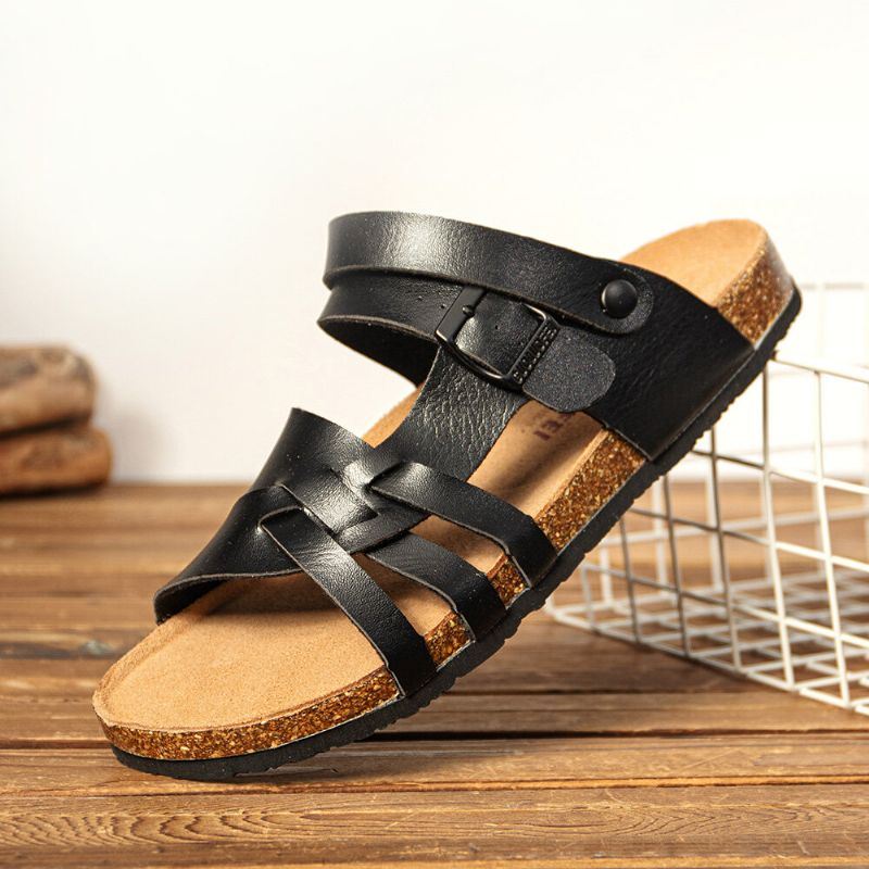 Heren Ademende Twee-weg Slip On Antislip Cork Bodem Casual Sandalen