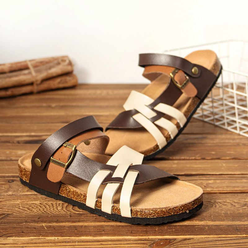 Heren Ademende Twee-weg Slip On Antislip Cork Bodem Casual Sandalen