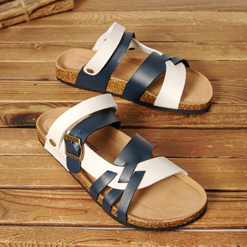 Heren Ademende Twee-weg Slip On Antislip Cork Bodem Casual Sandalen