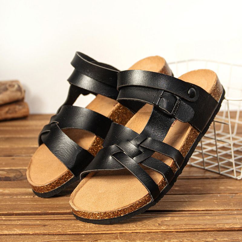 Heren Ademende Twee-weg Slip On Antislip Cork Bodem Casual Sandalen