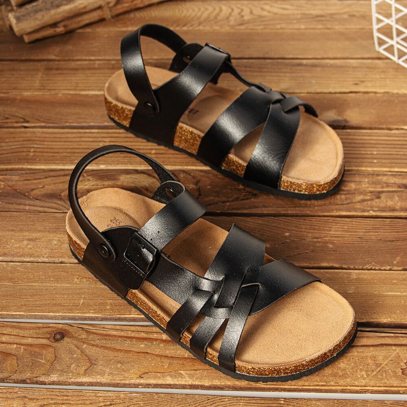 Heren Ademende Twee-weg Slip On Antislip Cork Bodem Casual Sandalen