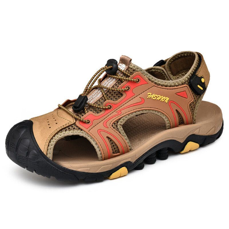 Heren Anti-collision Teen Cap Outdoor Wandelen Echte Lederen Sandalen