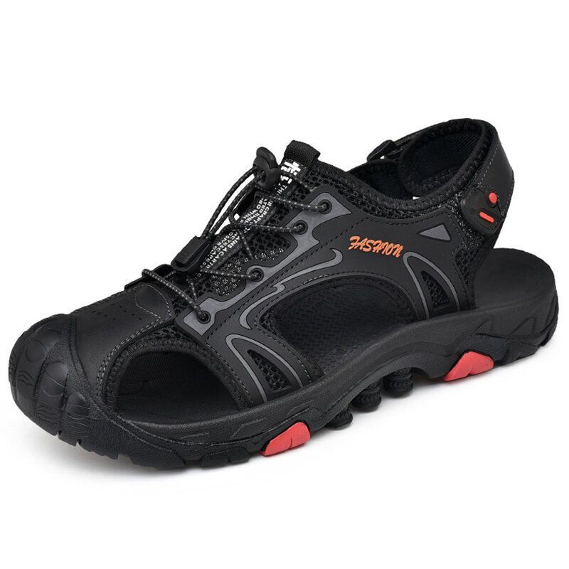 Heren Anti-collision Teen Cap Outdoor Wandelen Echte Lederen Sandalen