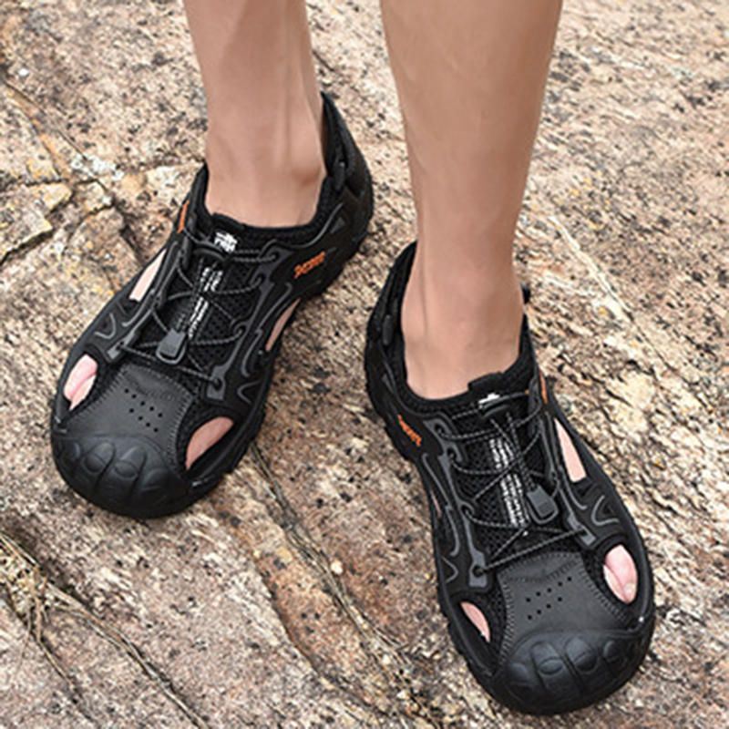 Heren Anti-collision Teen Cap Outdoor Wandelen Echte Lederen Sandalen