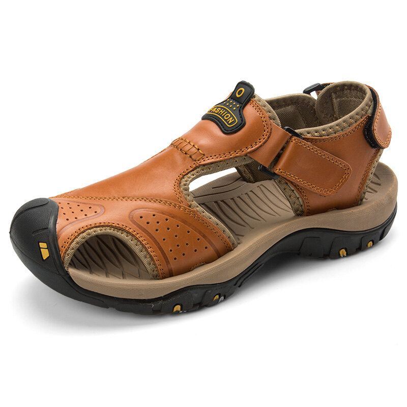 Heren Anti Collision Toe Comfy Casual Leren Sandalen