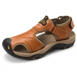 Heren Anti Collision Toe Comfy Casual Leren Sandalen