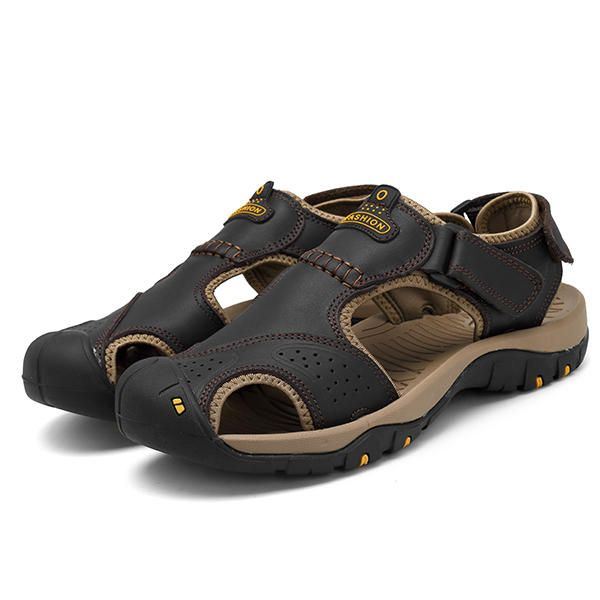 Heren Anti Collision Toe Comfy Casual Leren Sandalen