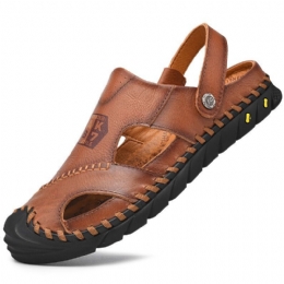 Heren Anti-collision Toe Koe Lederen Hand Stiksels Outdoor Water Sandalen